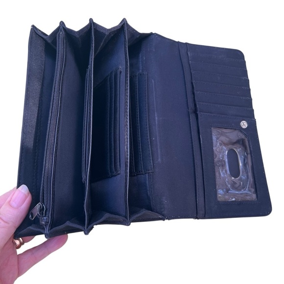 Anne Klein Long Wallet in Black Leather EUC many card slots - Picture 3 of 5